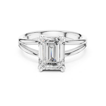 Emerald Solitaire Lab Grown Diamond Engagement Ring