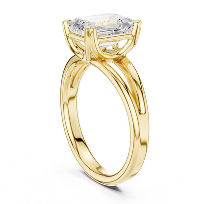 Emerald Solitaire Lab Grown Diamond Engagement Ring