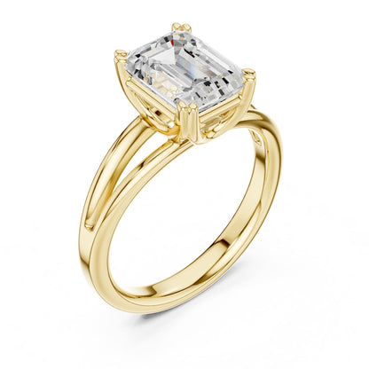 Emerald Solitaire Lab Grown Diamond Engagement Ring