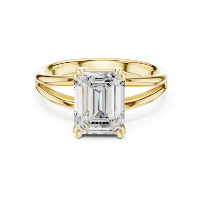 Emerald Solitaire Lab Grown Diamond Engagement Ring