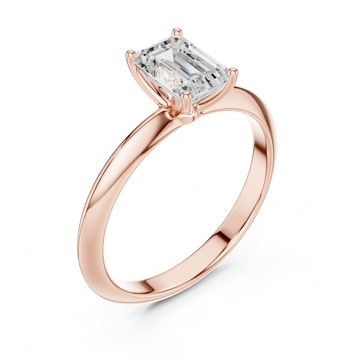 Emerald Solitaire Lab Grown Diamond Engagement Ring