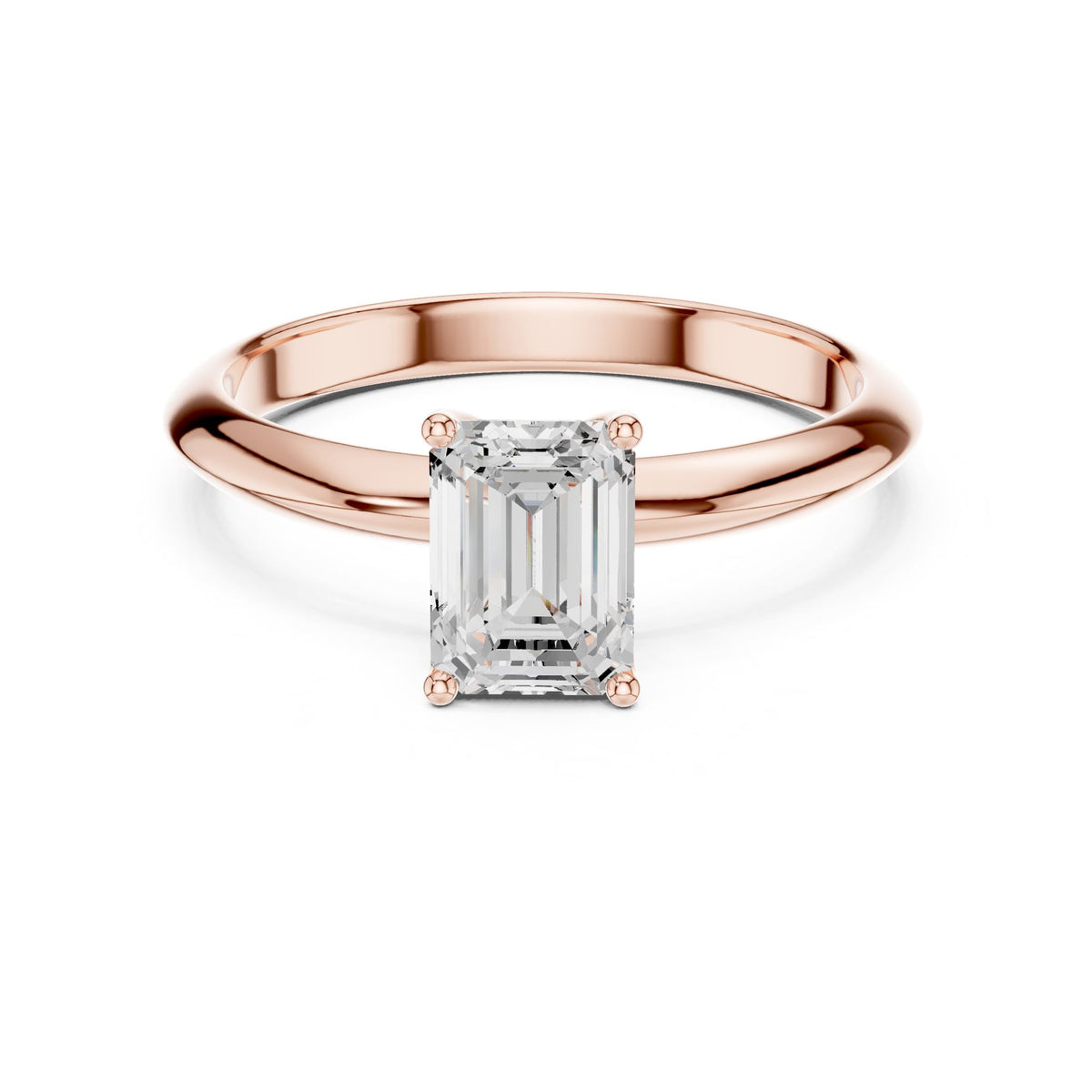 Emerald Solitaire Lab Grown Diamond Engagement Ring