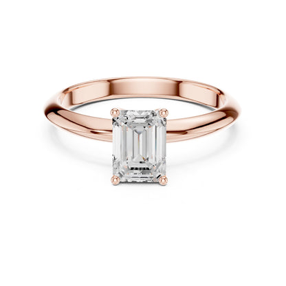 Emerald Solitaire Lab Grown Diamond Engagement Ring