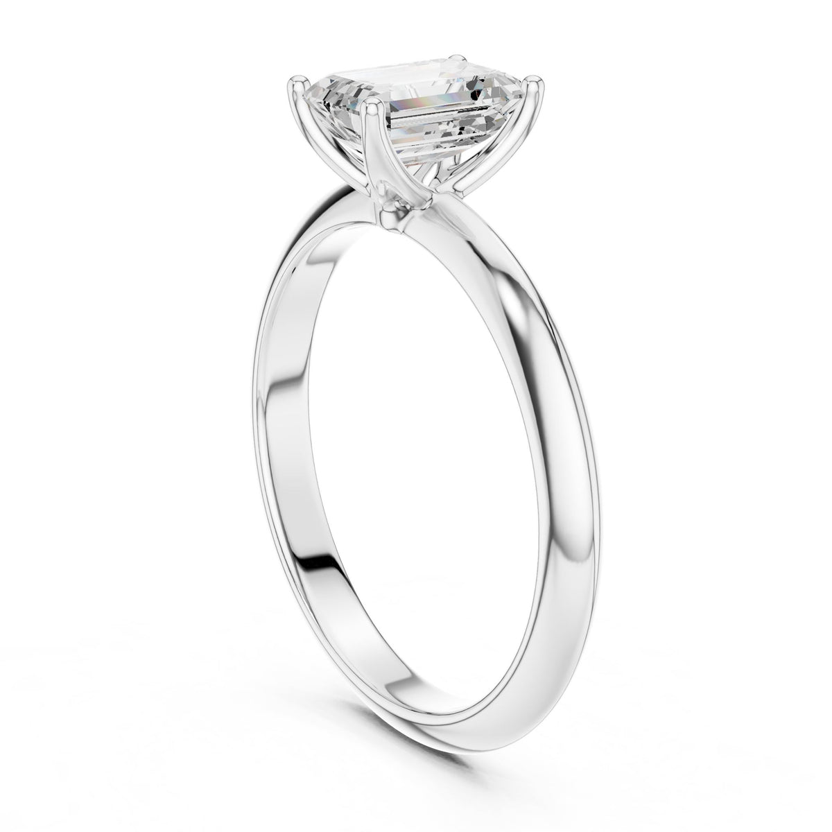 Emerald Solitaire Lab Grown Diamond Engagement Ring