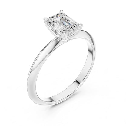 Emerald Solitaire Lab Grown Diamond Engagement Ring