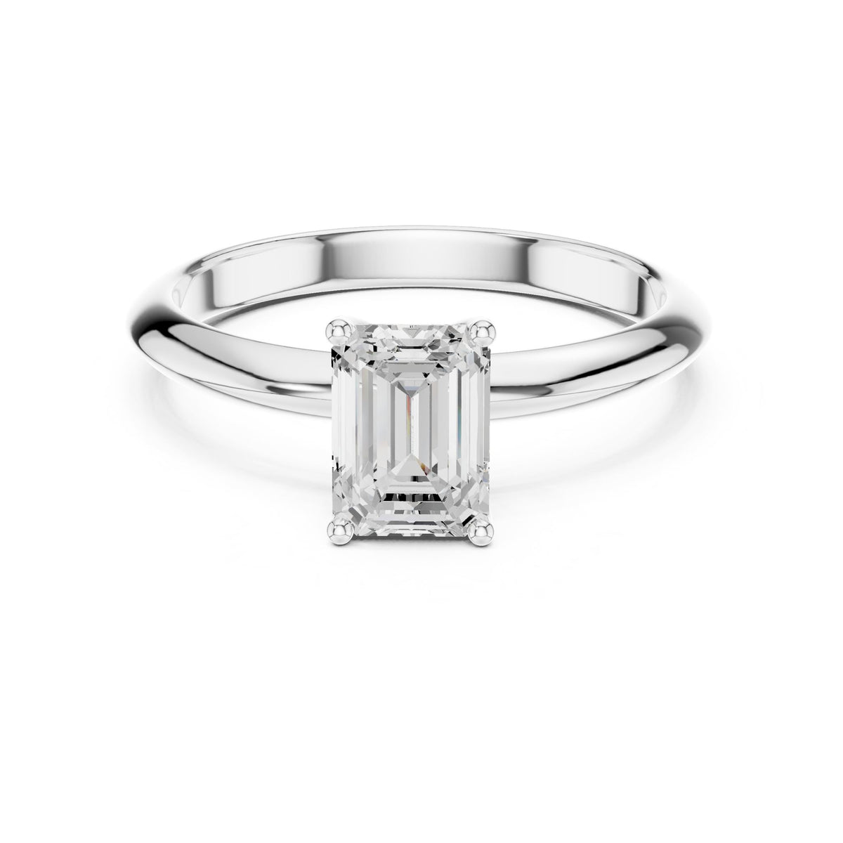 Emerald Solitaire Lab Grown Diamond Engagement Ring