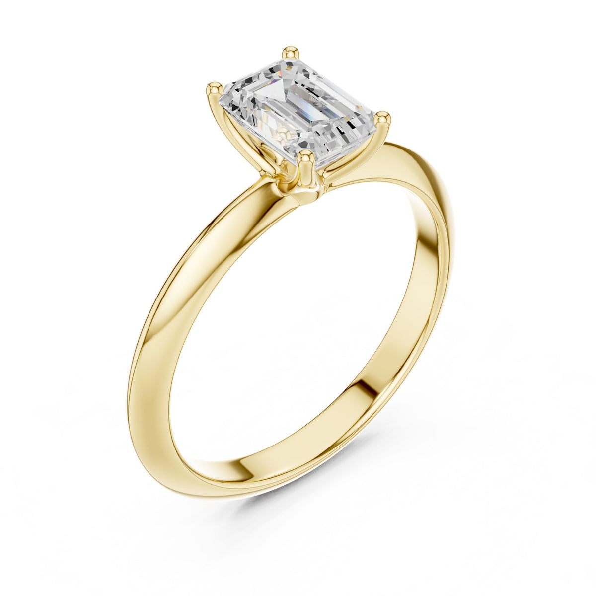Emerald Solitaire Lab Grown Diamond Engagement Ring