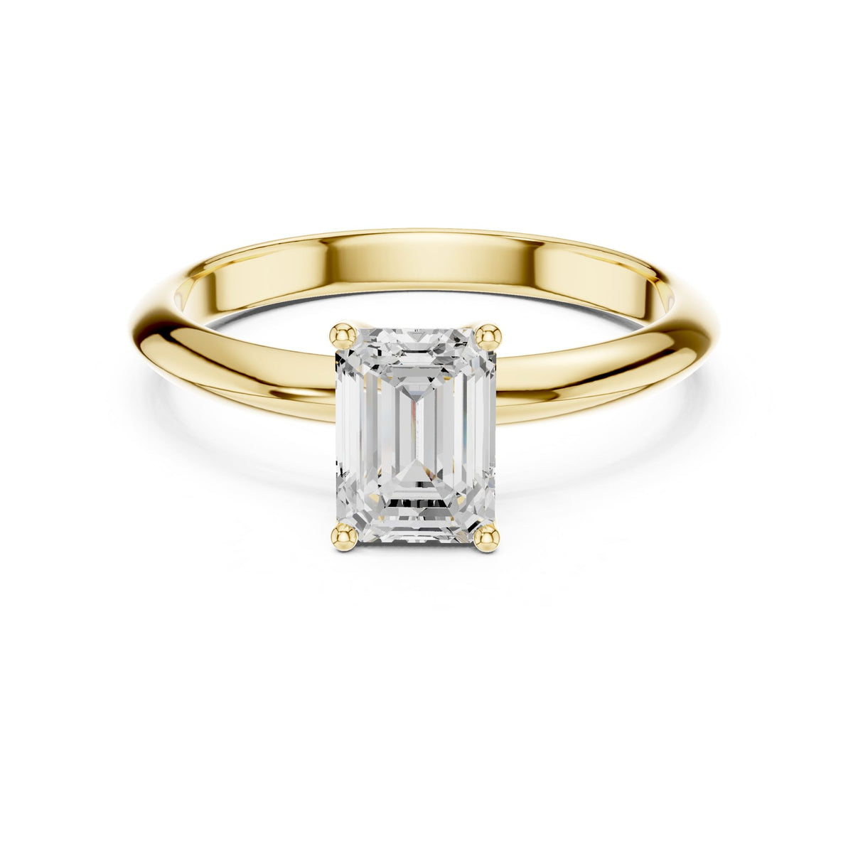 Emerald Solitaire Lab Grown Diamond Engagement Ring