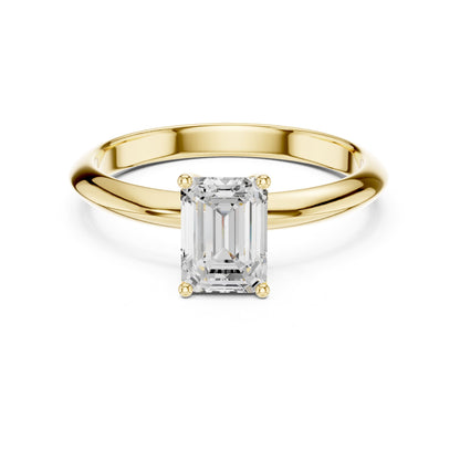 Emerald Solitaire Lab Grown Diamond Engagement Ring