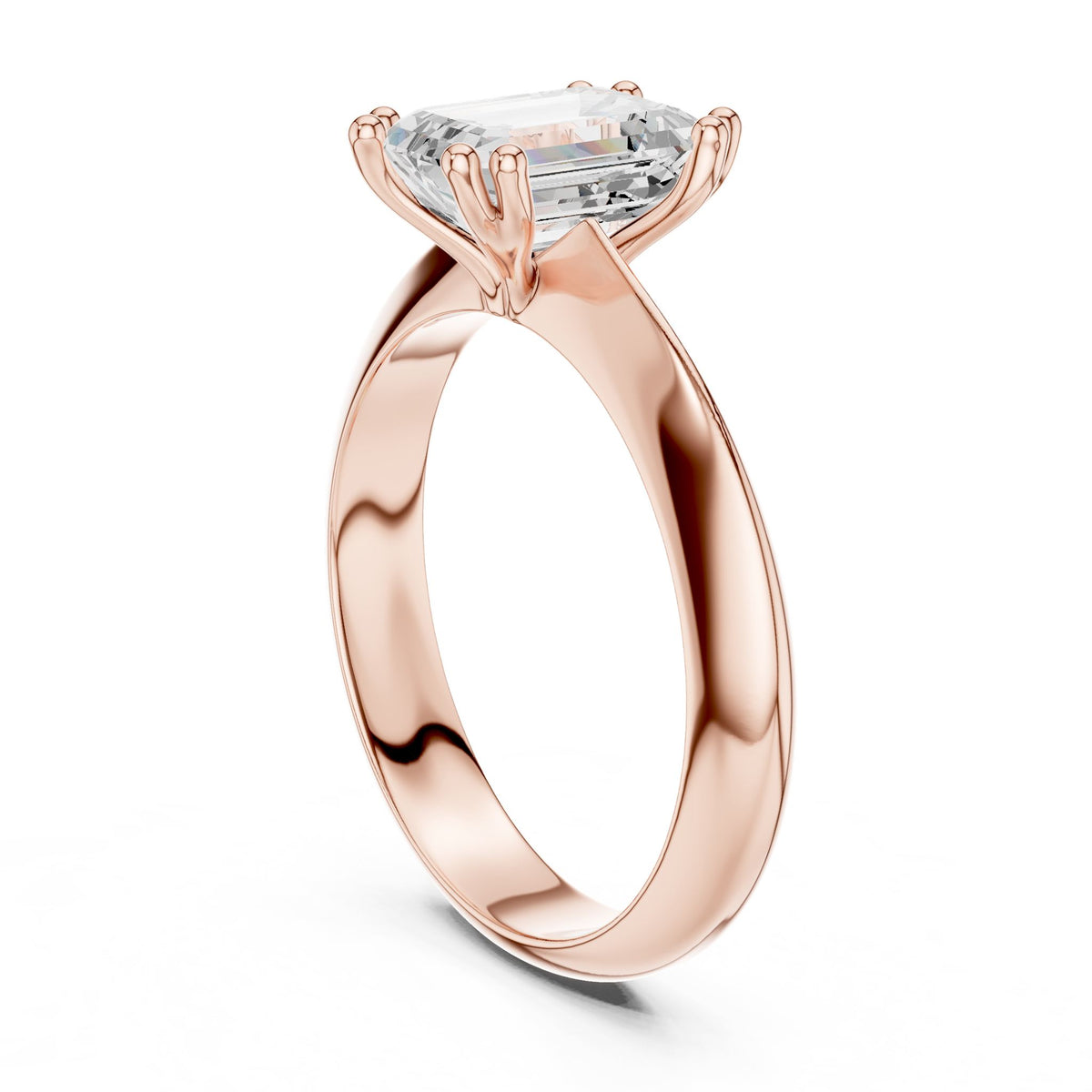 Emerald Solitaire Lab Grown Diamond Engagement Ring