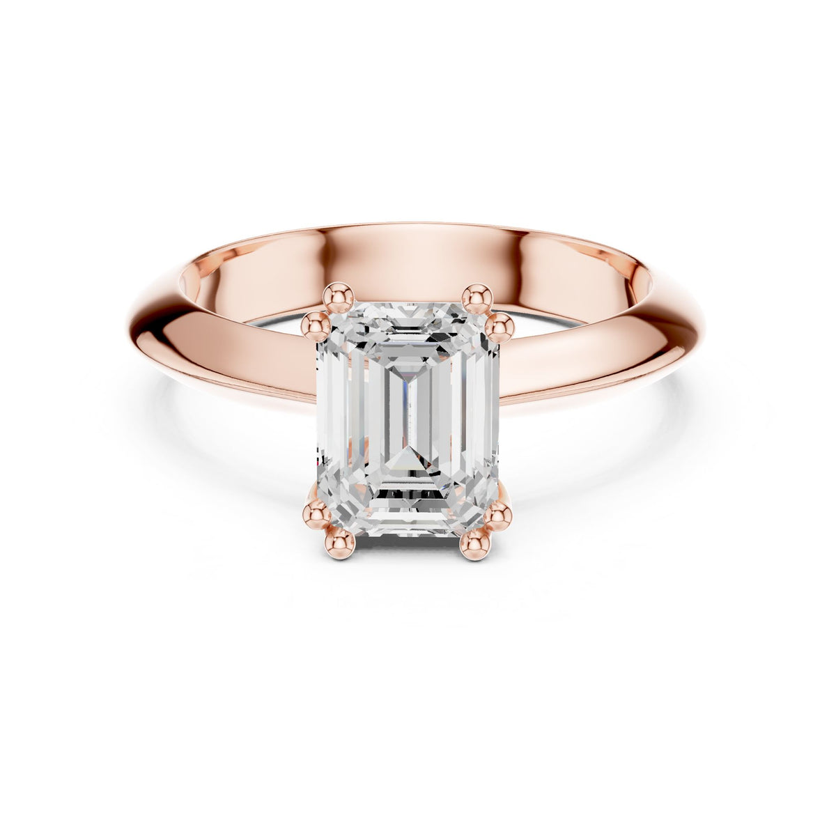 Emerald Solitaire Lab Grown Diamond Engagement Ring