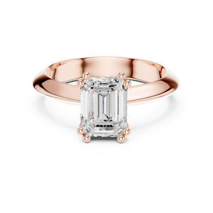 Emerald Solitaire Lab Grown Diamond Engagement Ring