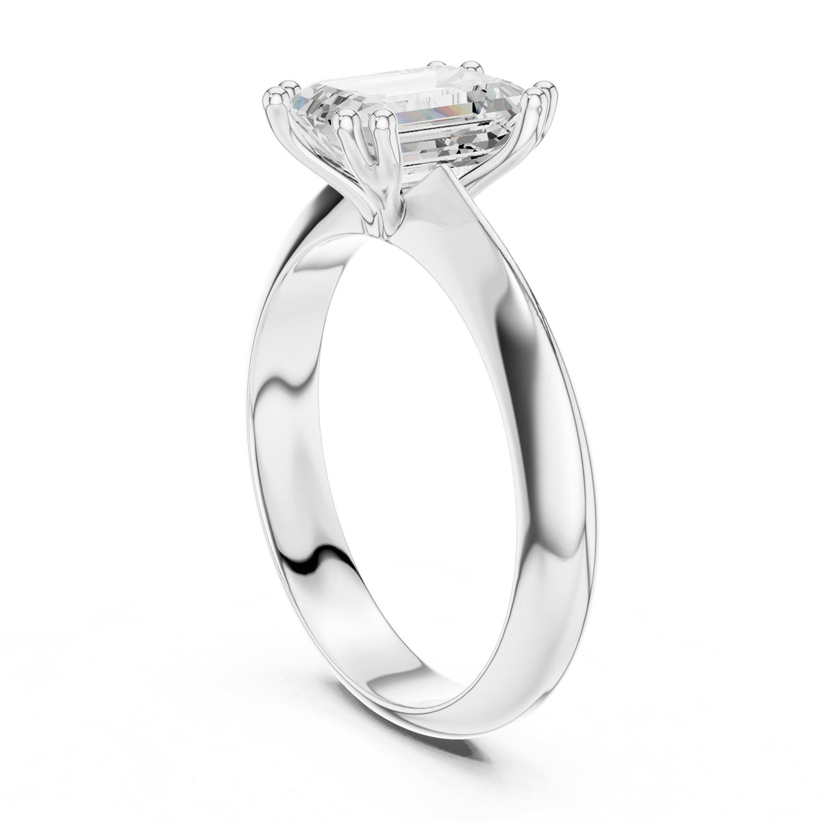 Emerald Solitaire Lab Grown Diamond Engagement Ring