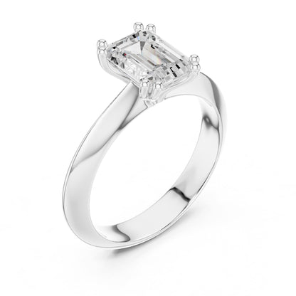 Emerald Solitaire Lab Grown Diamond Engagement Ring