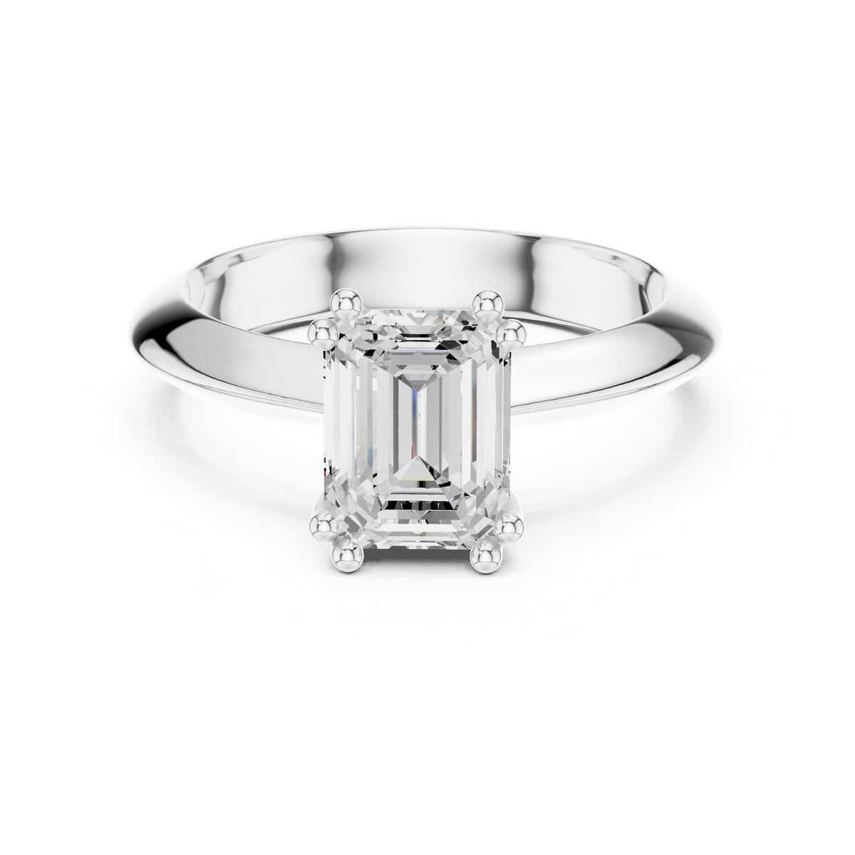 Emerald Solitaire Lab Grown Diamond Engagement Ring