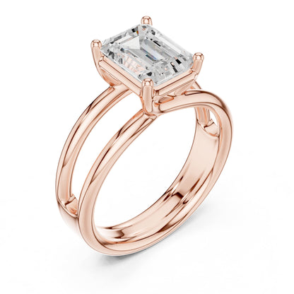 Emerald Solitaire Lab Grown Diamond Engagement Ring