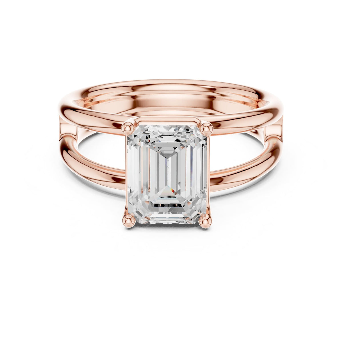 Emerald Solitaire Lab Grown Diamond Engagement Ring