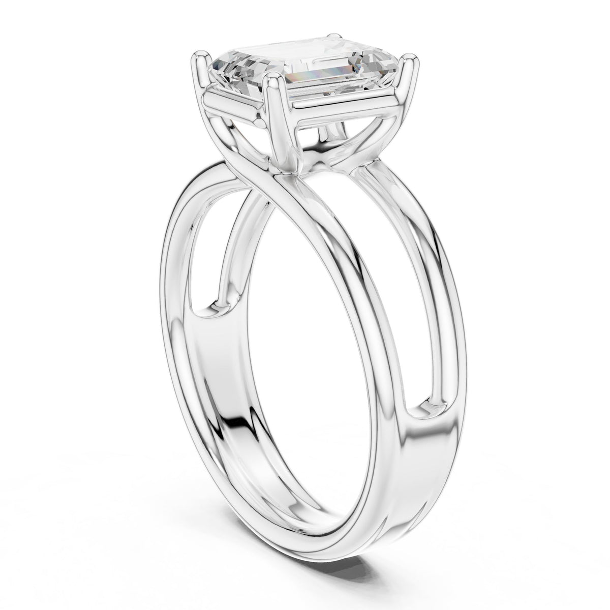 Emerald Solitaire Lab Grown Diamond Engagement Ring