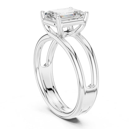 Emerald Solitaire Lab Grown Diamond Engagement Ring