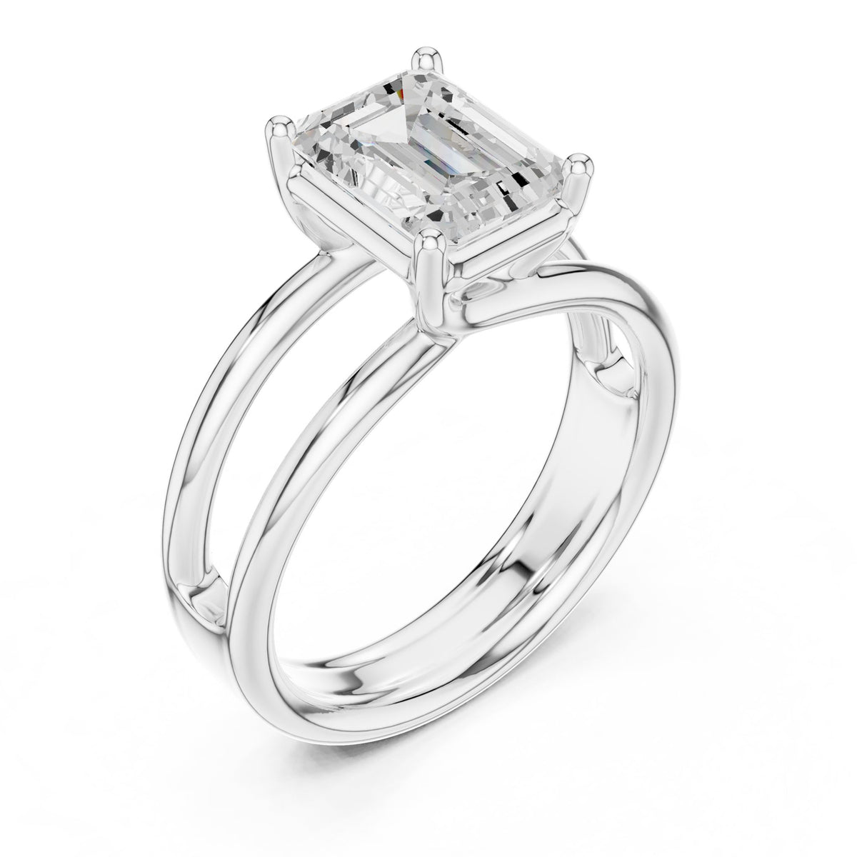 Emerald Solitaire Lab Grown Diamond Engagement Ring