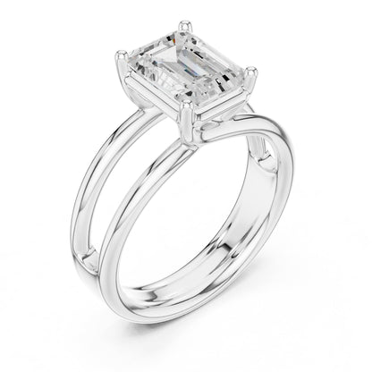 Emerald Solitaire Lab Grown Diamond Engagement Ring