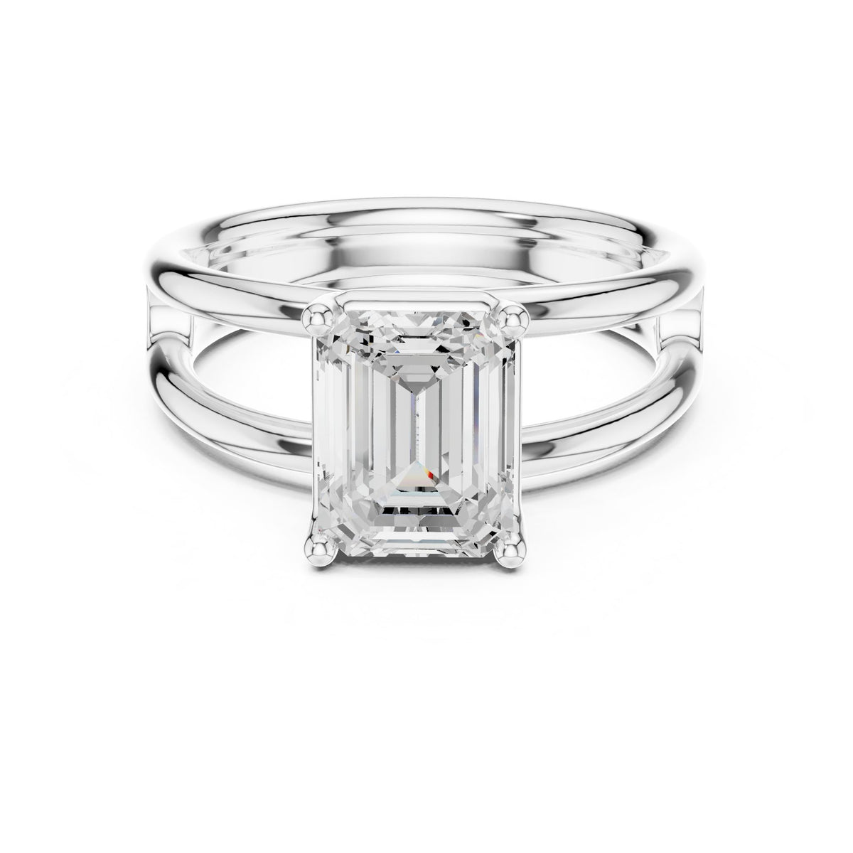 Emerald Solitaire Lab Grown Diamond Engagement Ring