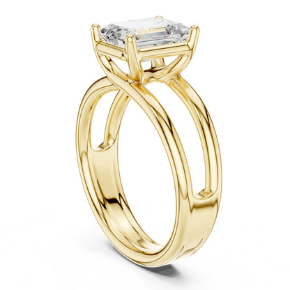 Emerald Solitaire Lab Grown Diamond Engagement Ring