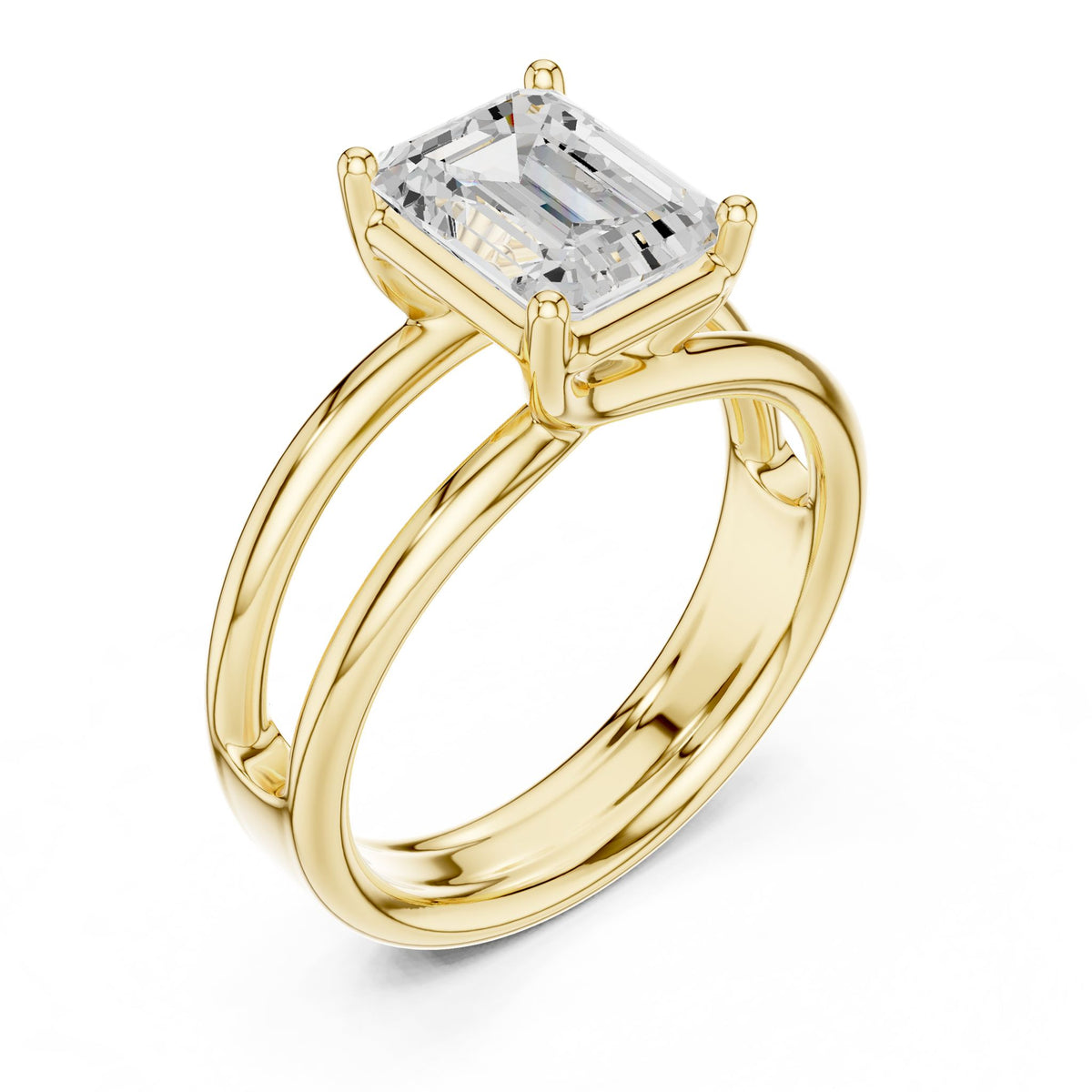 Emerald Solitaire Lab Grown Diamond Engagement Ring