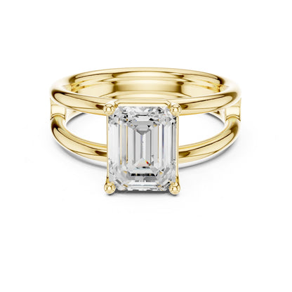 Emerald Solitaire Lab Grown Diamond Engagement Ring