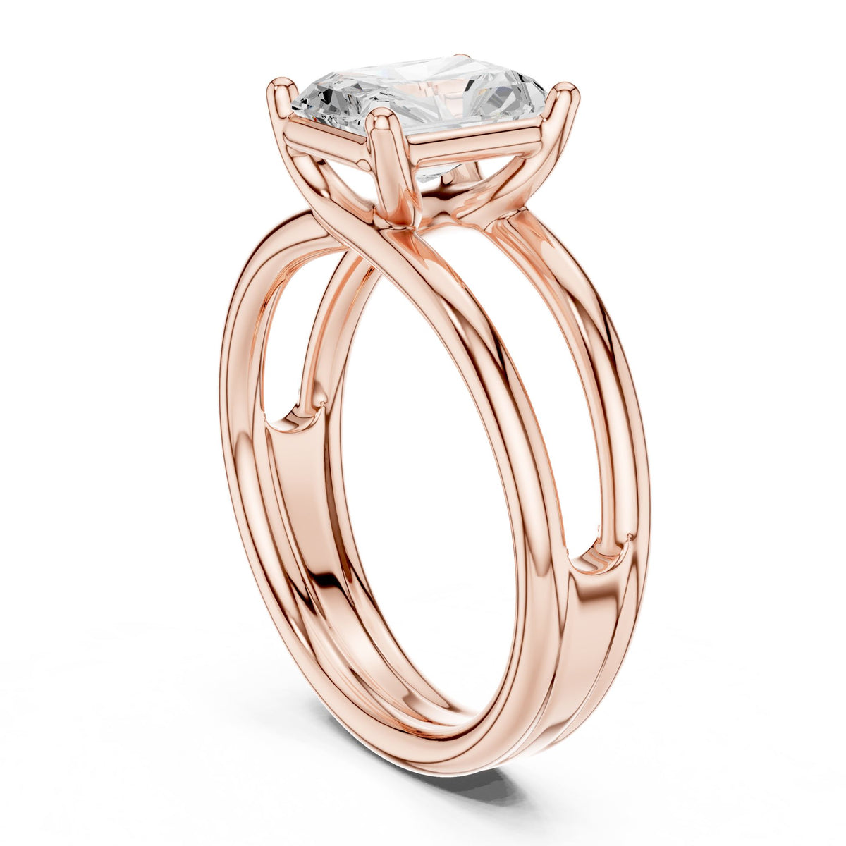 Emerald Solitaire Lab Grown Diamond Engagement Ring