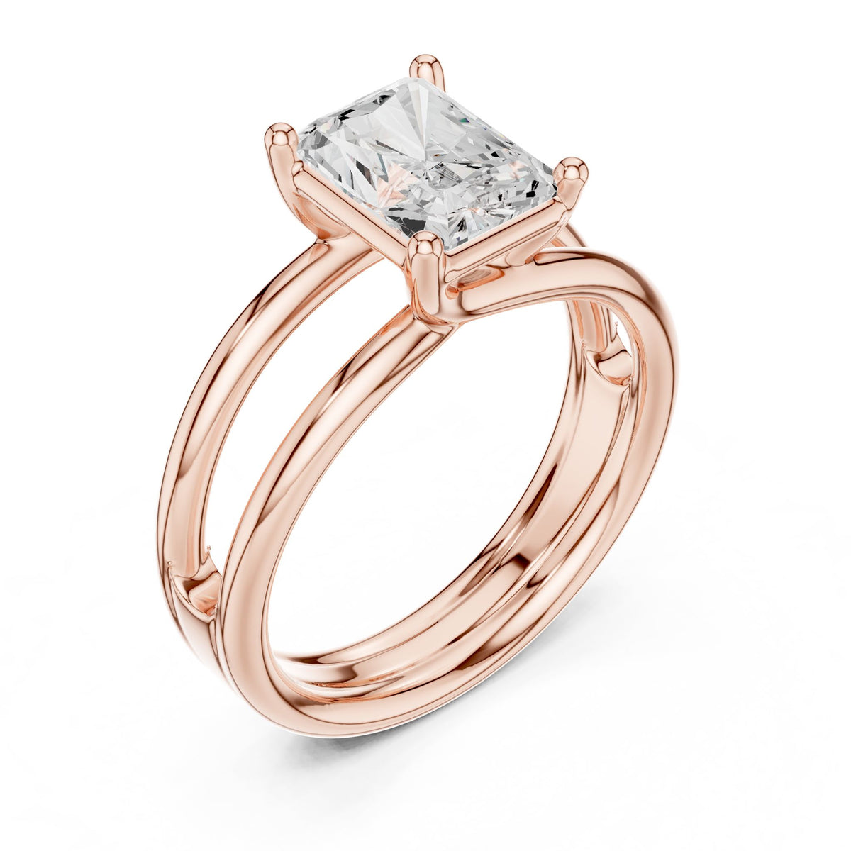 Emerald Solitaire Lab Grown Diamond Engagement Ring