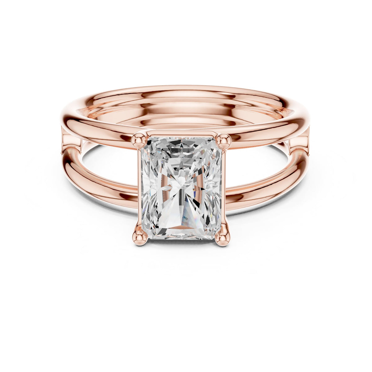 Emerald Solitaire Lab Grown Diamond Engagement Ring