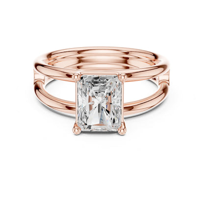 Emerald Solitaire Lab Grown Diamond Engagement Ring