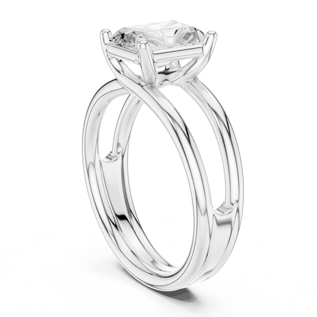 Emerald Solitaire Lab Grown Diamond Engagement Ring