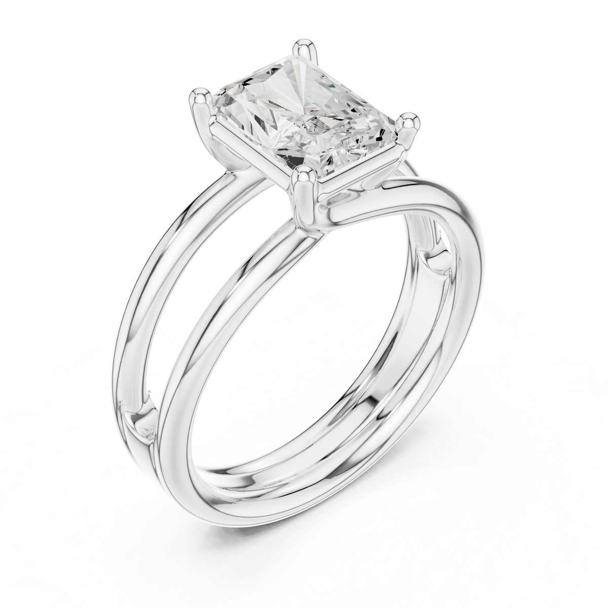 Emerald Solitaire Lab Grown Diamond Engagement Ring