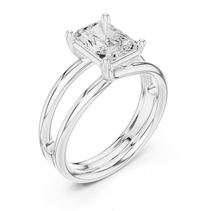 Emerald Solitaire Lab Grown Diamond Engagement Ring