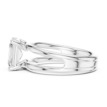 Emerald Solitaire Lab Grown Diamond Engagement Ring
