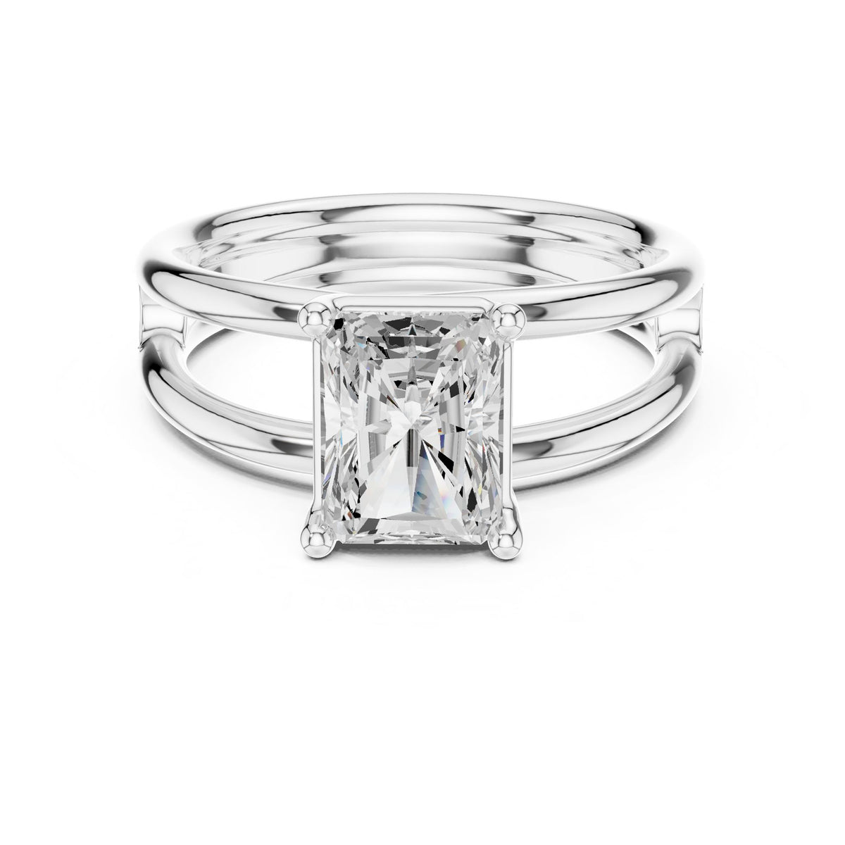 Emerald Solitaire Lab Grown Diamond Engagement Ring