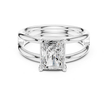 Emerald Solitaire Lab Grown Diamond Engagement Ring