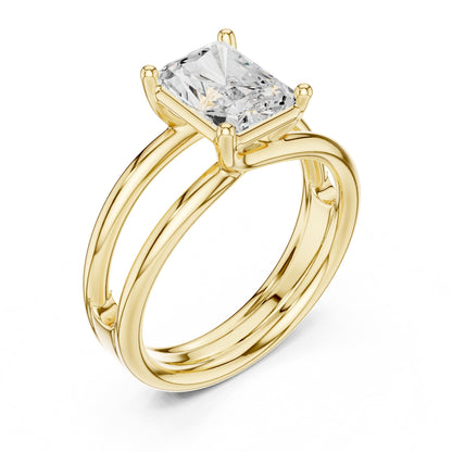 Emerald Solitaire Lab Grown Diamond Engagement Ring