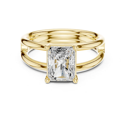 Emerald Solitaire Lab Grown Diamond Engagement Ring