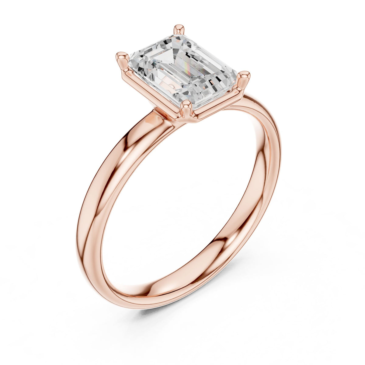 Emerald Solitaire Lab Grown Diamond Engagement Ring
