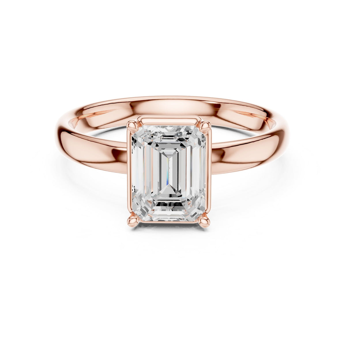 Emerald Solitaire Lab Grown Diamond Engagement Ring