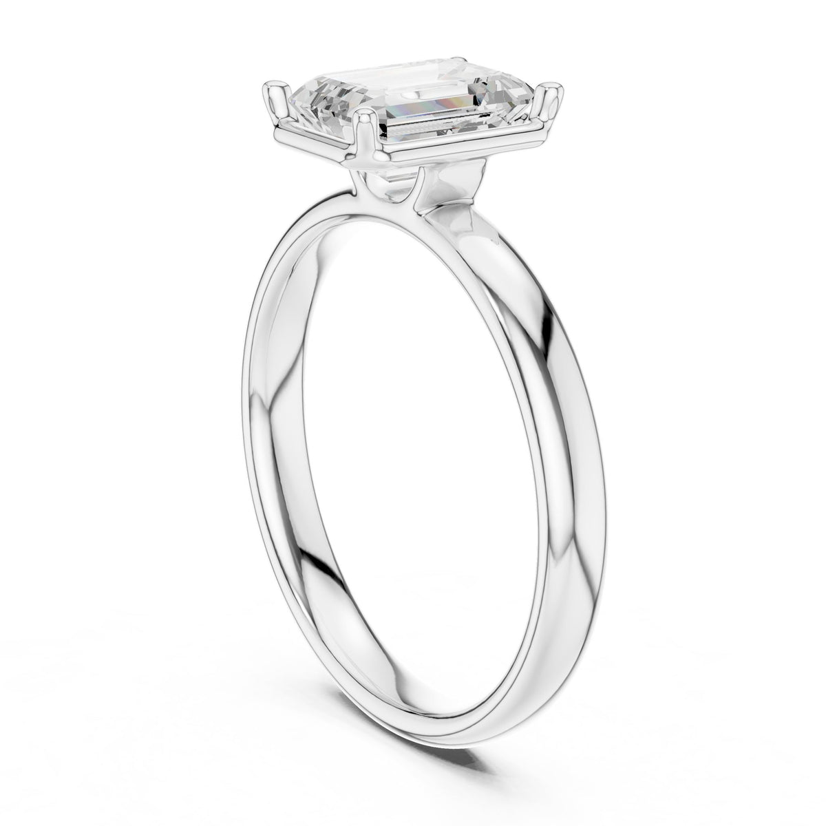 Emerald Solitaire Lab Grown Diamond Engagement Ring