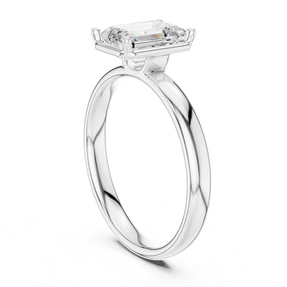 Emerald Solitaire Lab Grown Diamond Engagement Ring