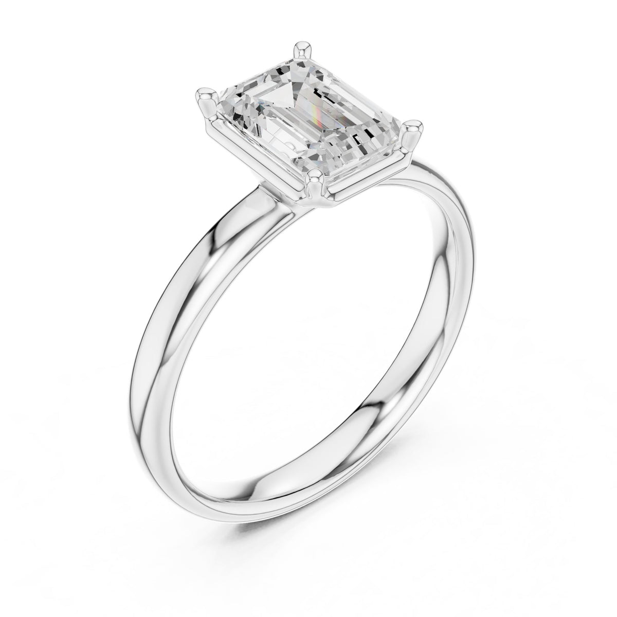 Emerald Solitaire Lab Grown Diamond Engagement Ring