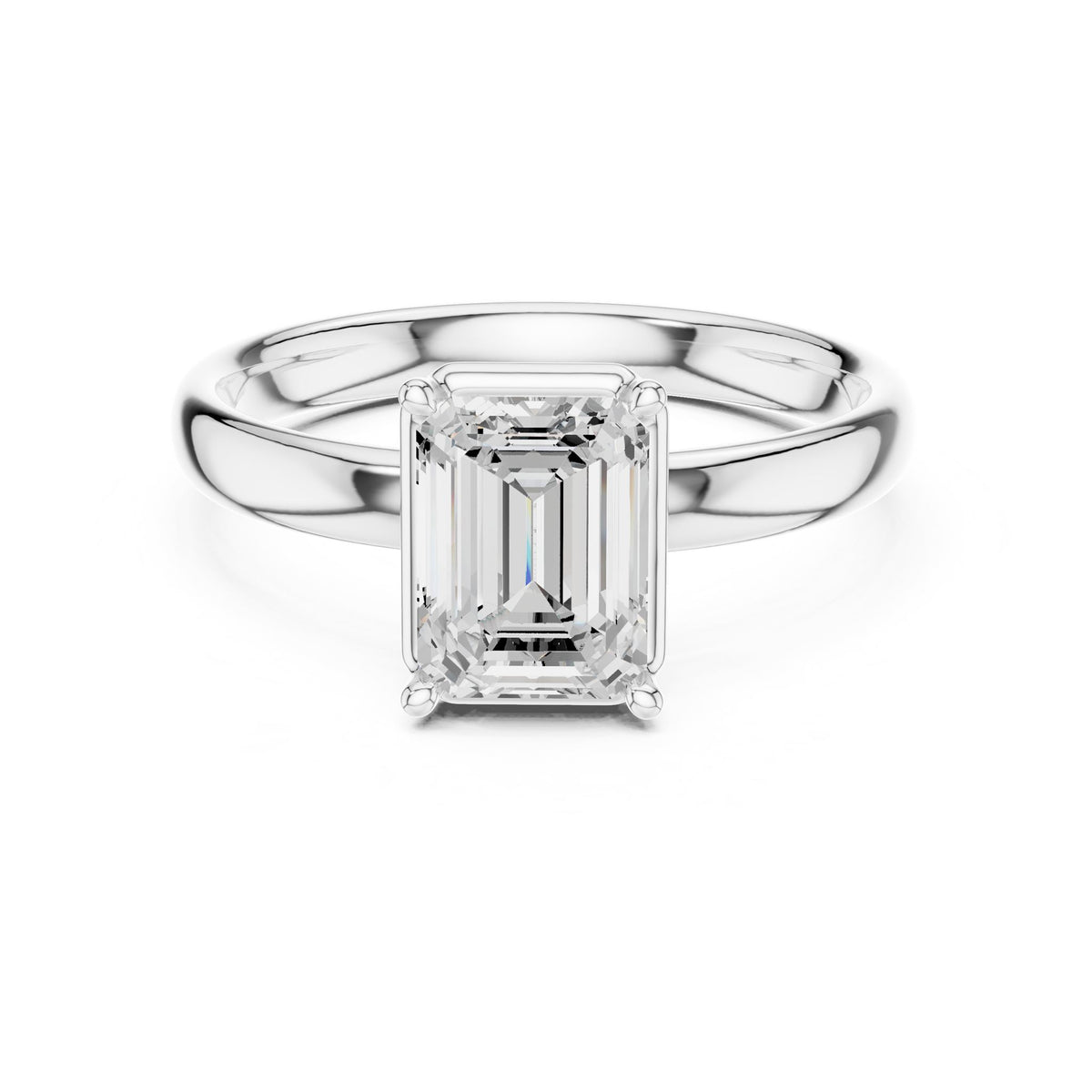 Emerald Solitaire Lab Grown Diamond Engagement Ring