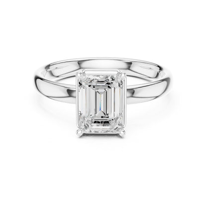 Emerald Solitaire Lab Grown Diamond Engagement Ring