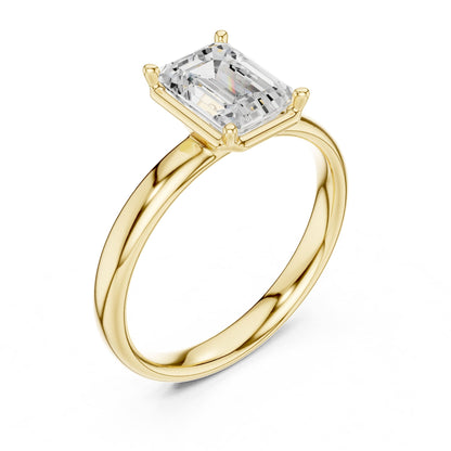 Emerald Solitaire Lab Grown Diamond Engagement Ring