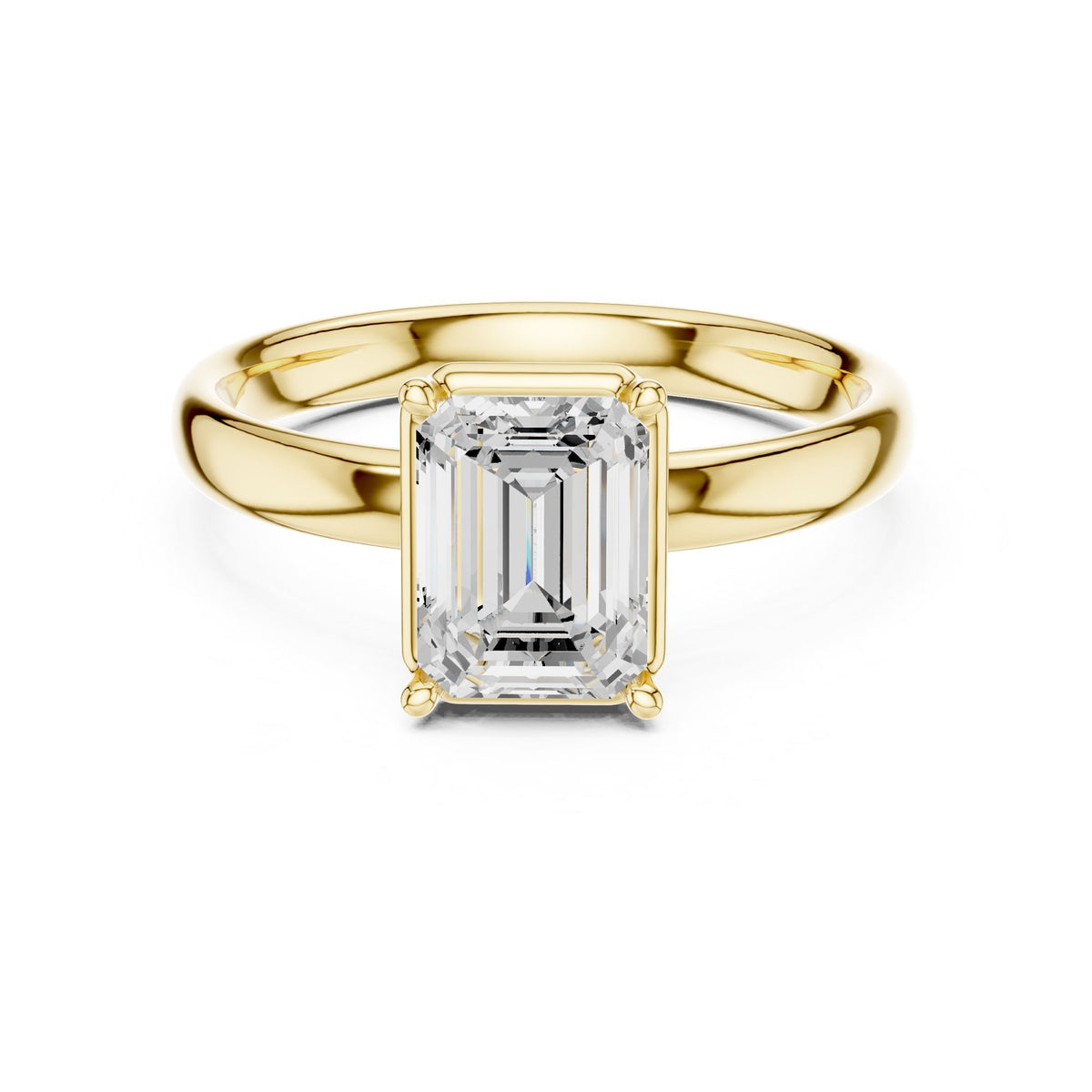 Emerald Solitaire Lab Grown Diamond Engagement Ring